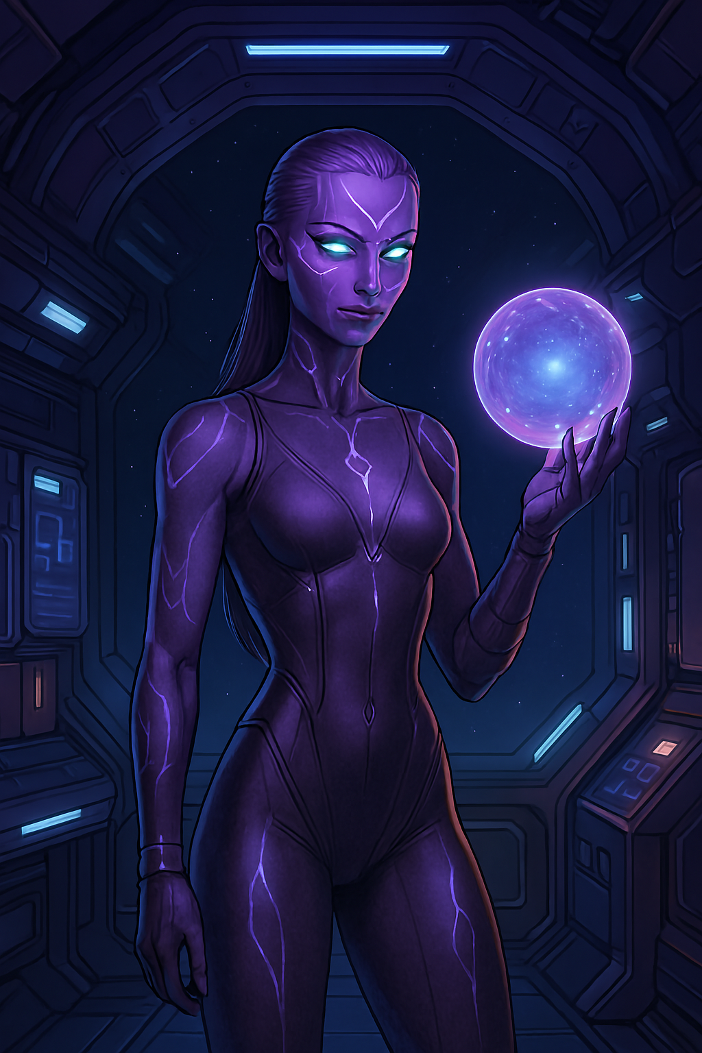 A purple skinned quantum navigator