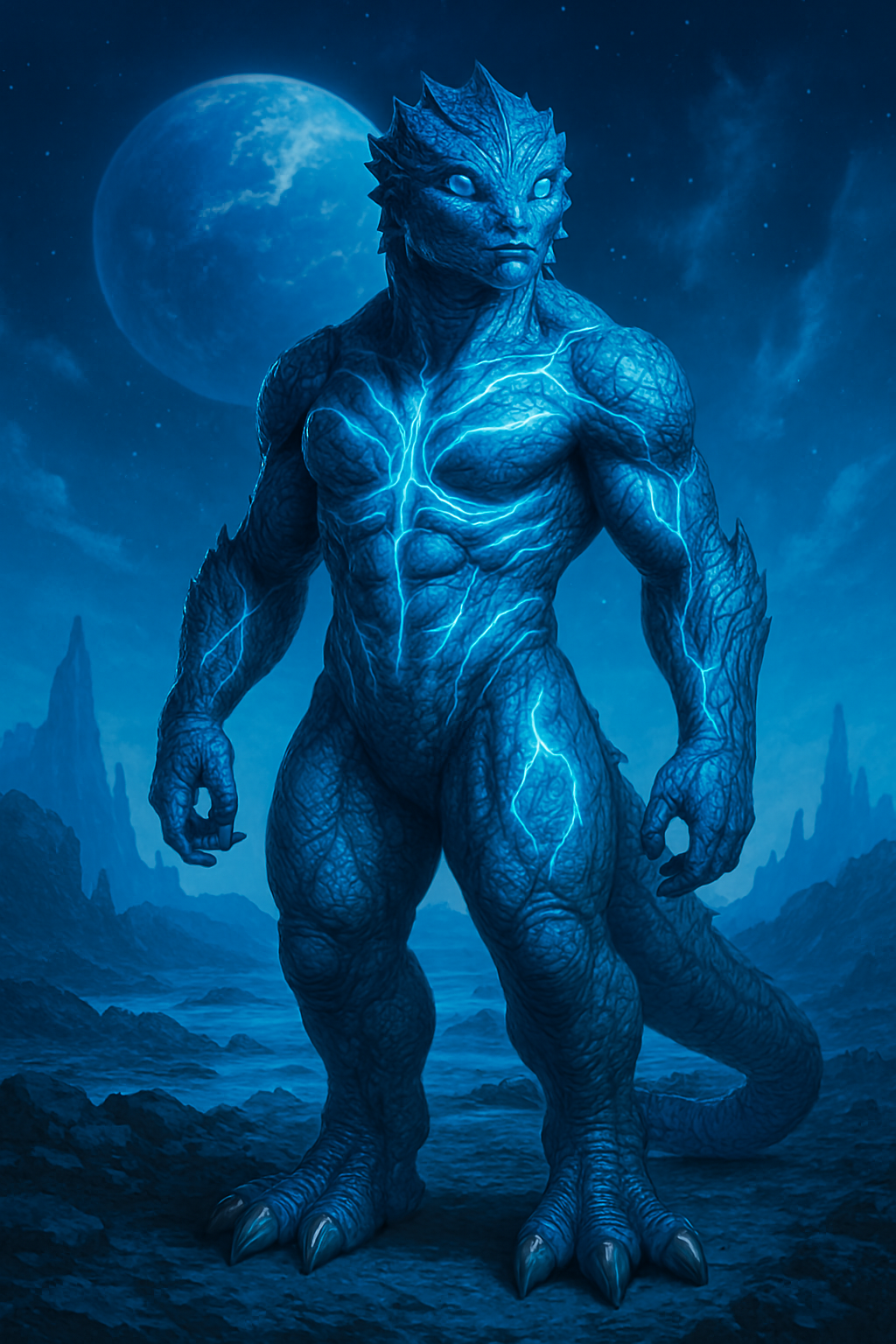 A blue reptilian scout