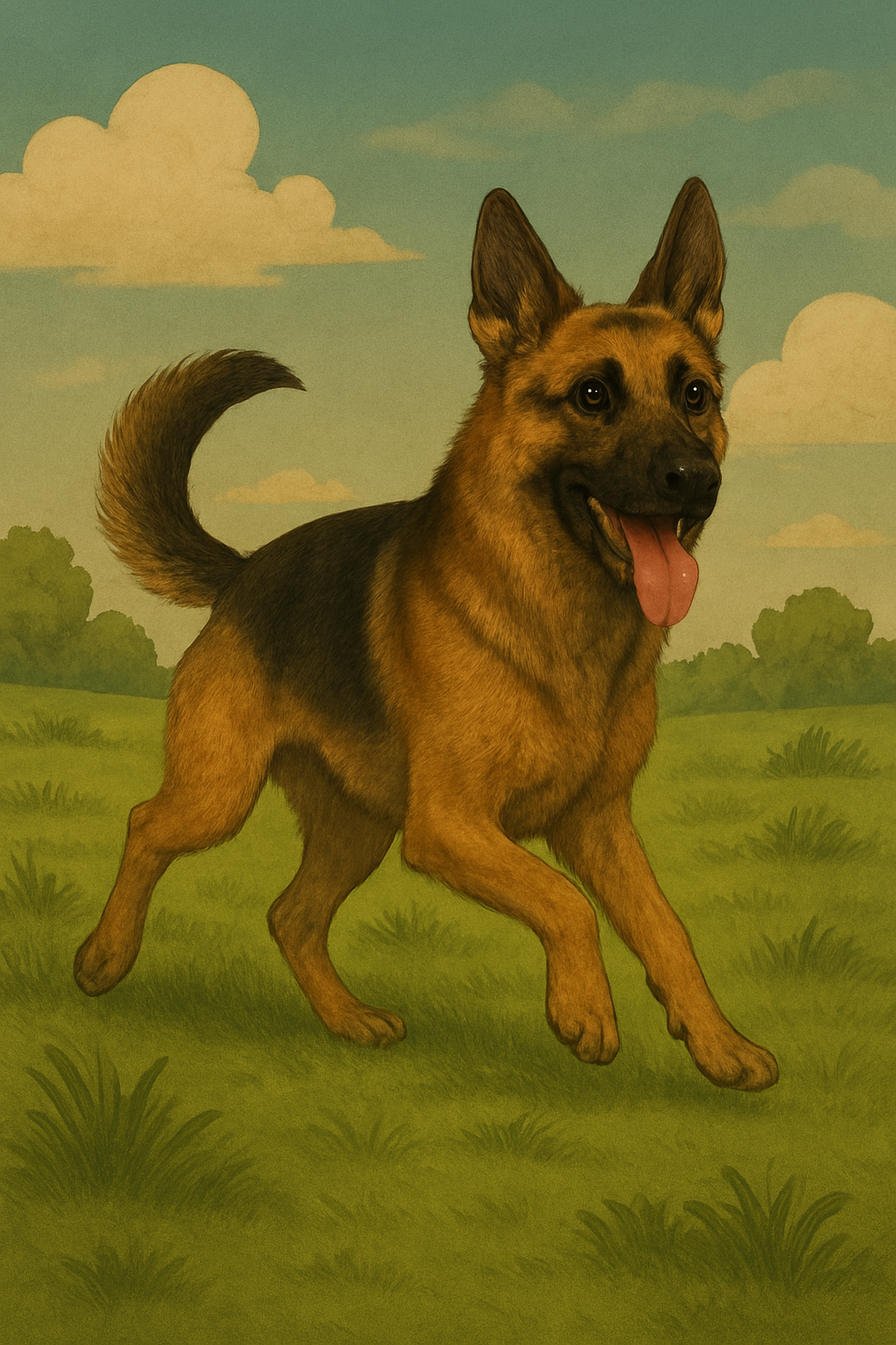 A german sheppard in the grass