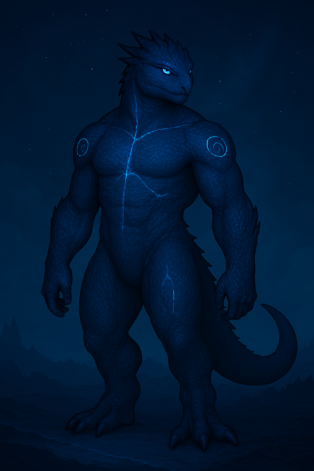 A blue reptilian scout