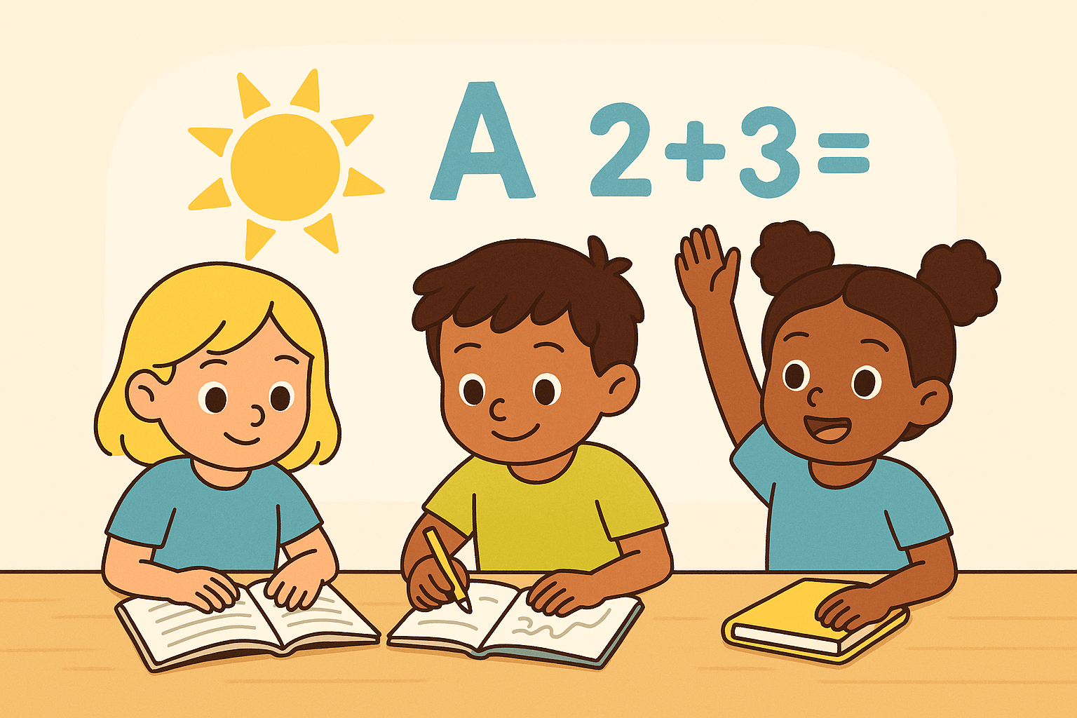 Children using free learning tools in a supportive environment